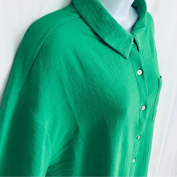Faith and Joy Green Button Blouse  Size Large - Picture 6 of 11